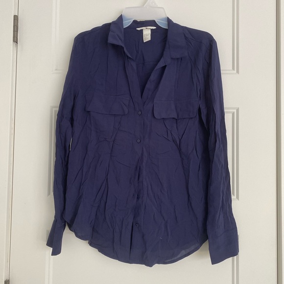 NEW Navy Blue Viscose Shirt Size 6 - Picture 3 of 4